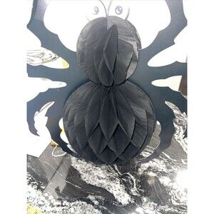 Vintage 1986 Beistle Black Spider 18” Halloween Honeycomb Tissue Art